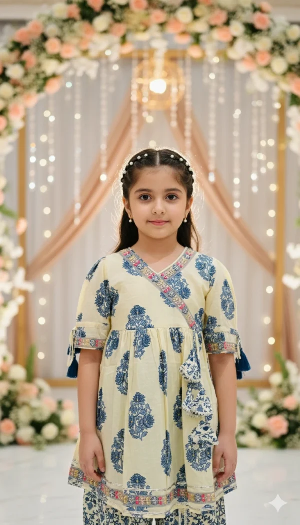 Girls angrakha side view, comfortable and well-fitted ethnic outfit for kids