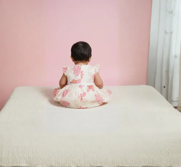 Comfortable Cream Cotton Baby Frock for Early Months hover view