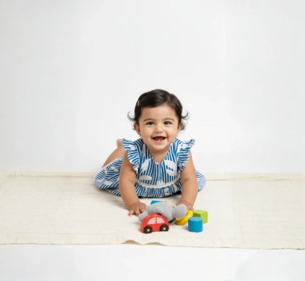 Premium Blue Infant Frock for Baby Girls hover view