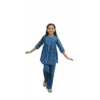 Dark blue girls cotton co-ord set studio cutout, clean and stylish coordinated outfit