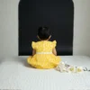 Yellow cotton infant frock back view, breathable and cozy baby outfit