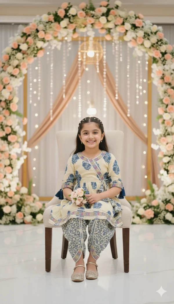 Girls angrakha candid shot, natural pose showing comfort and style