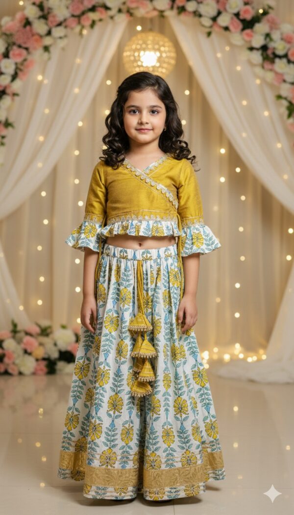 Girls lehenga choli festive look, perfect ethnic wear for weddings and celebrations