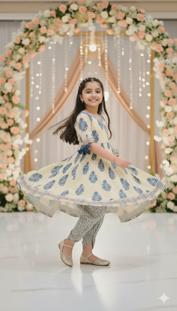 Girls angrakha front view, traditional and stylish ethnic wear for girls