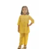 Yellow girls cotton co-ord set studio cutout, clean and stylish coordinated outfit