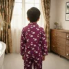 Purple kids cotton co-ord set back view, comfortable and breathable nightwear