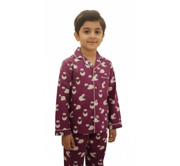 Purple kids cotton co-ord set studio cutout, clean and stylish kids outfit