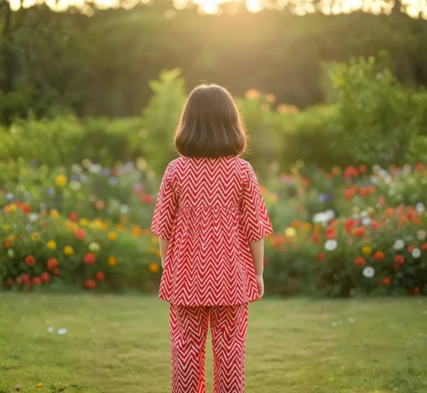 Comfortable and Breathable Red Co-ord Set for Girls hover view