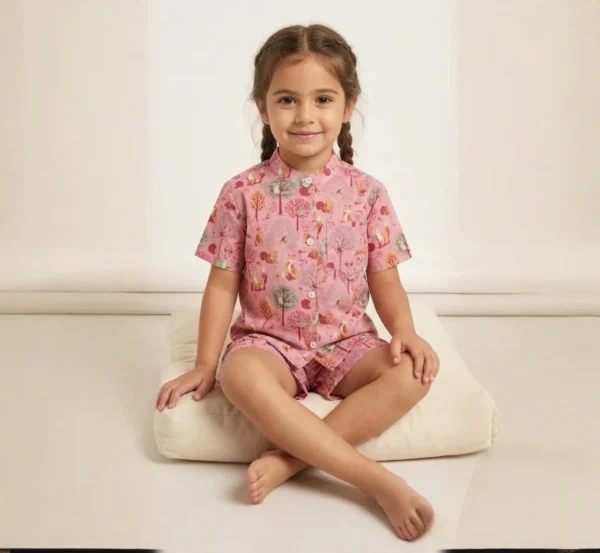 Stylish Pink Kids Cotton Cord Set for Everyday Wear