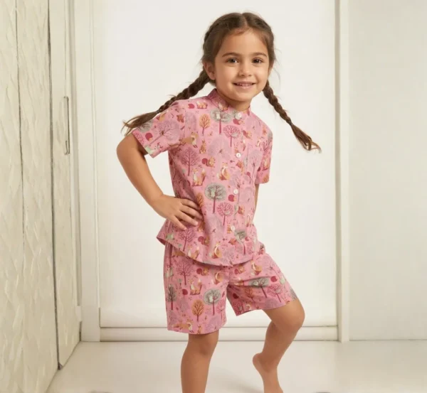 Stylish Pink Kids Cotton Cord Set for Everyday Wear hover view