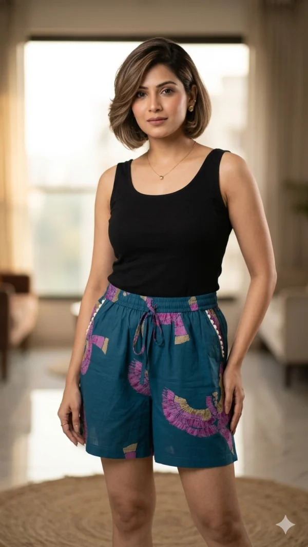 Classic Navy Blue Cotton Shorts for Women Everyday Comfort