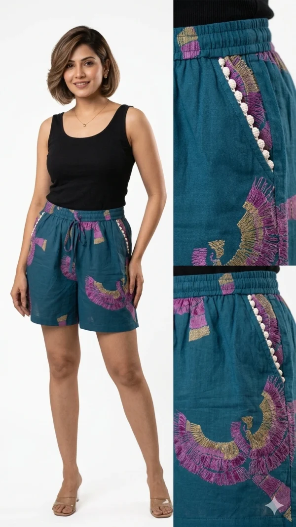 Classic Navy Blue Cotton Shorts for Women Everyday Comfort hover view