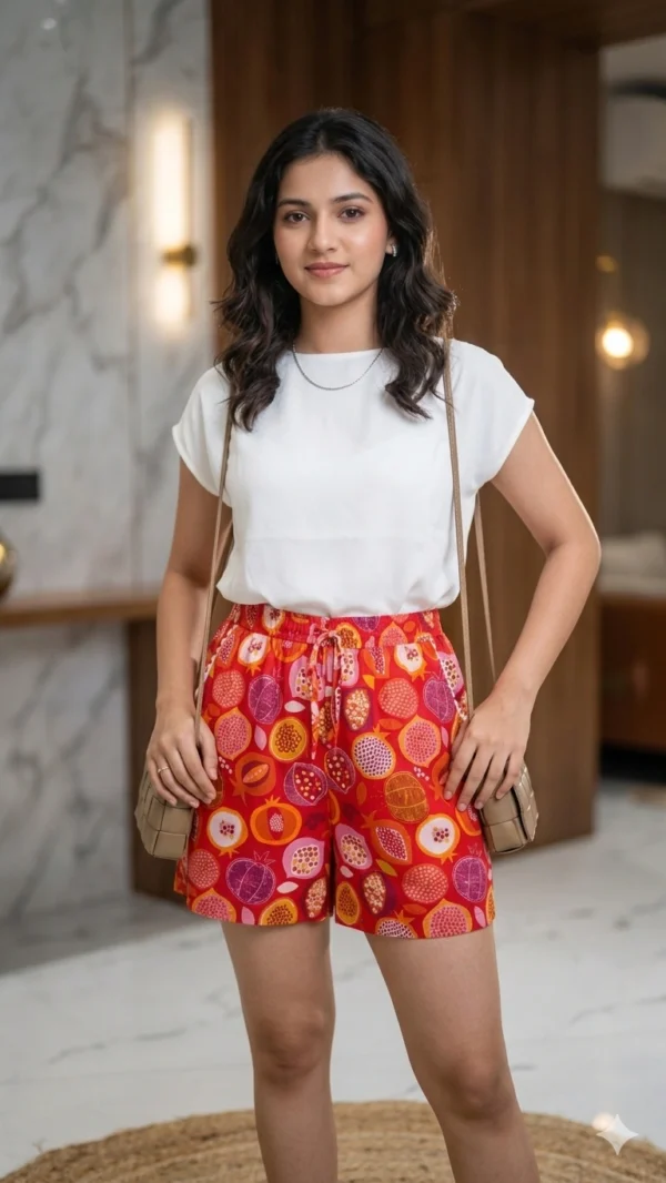 Stylish Red Cotton Shorts for Women Everyday Wear