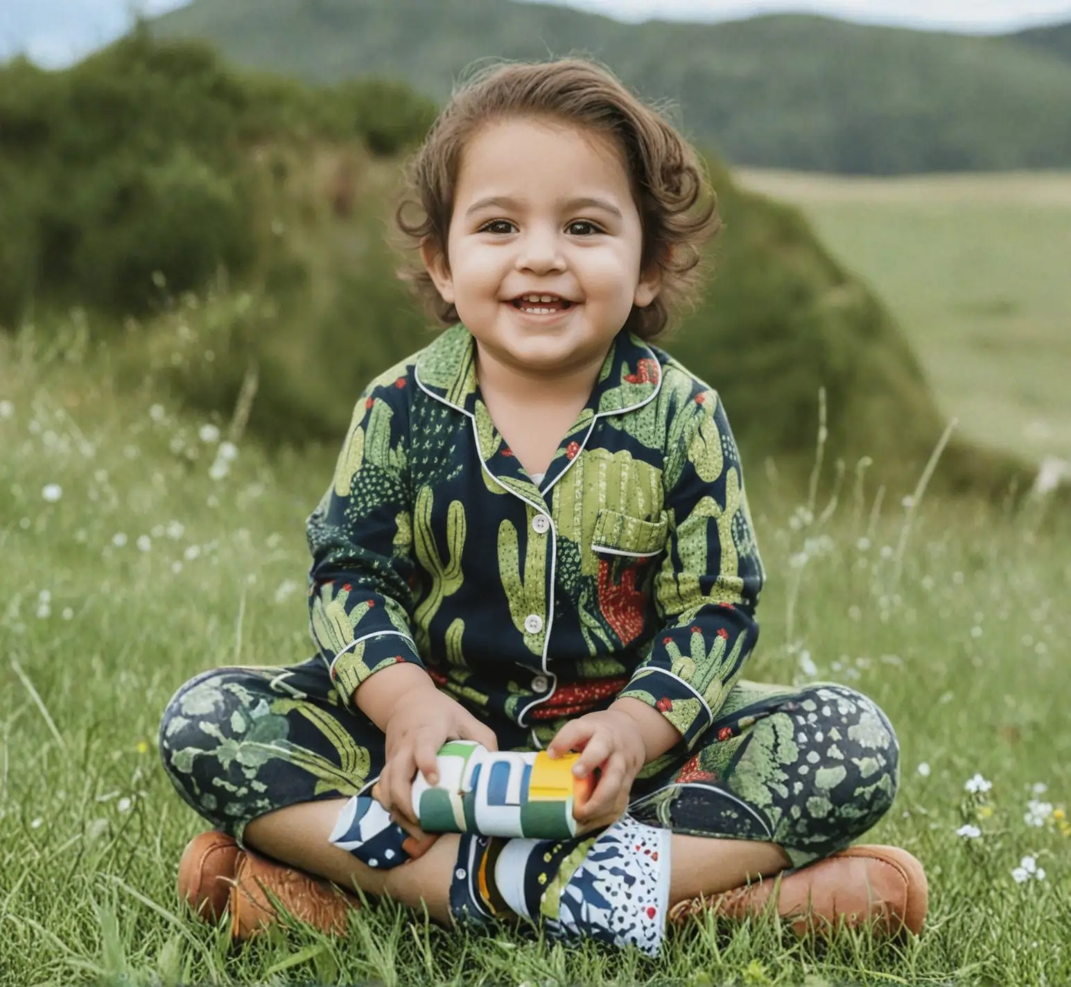 Black cactus kids nightwear from eco friendly kids clothes India brand