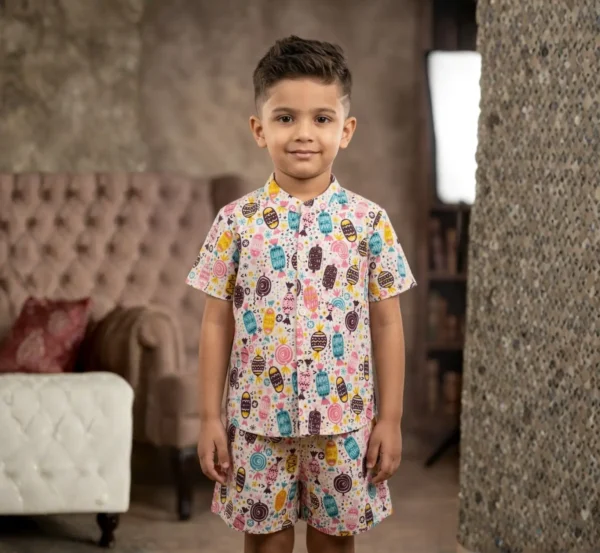 Premium Kids Cord Set in Pure Cotton with Fun Ice Cream Print