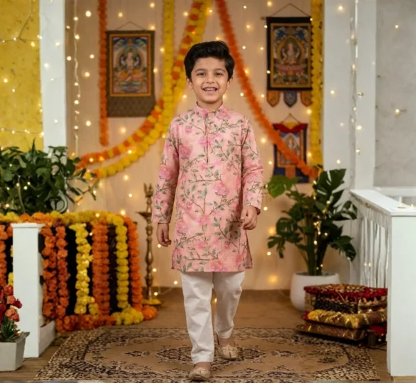 Stylish Peach Boys Kurta Pajama for Traditional Celebrations