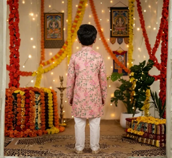 Stylish Peach Boys Kurta Pajama for Traditional Celebrations hover view
