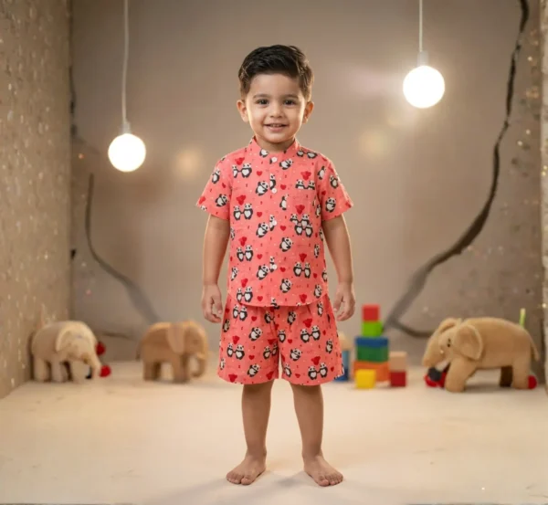 Buy Peach Panda Print Kids Cord Set Online