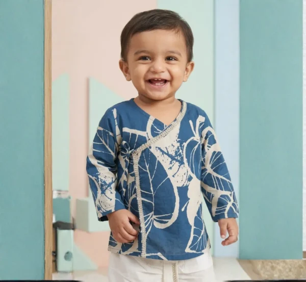 Elegant Blue Boys Angrakha with Dhoti for Festive Occasions