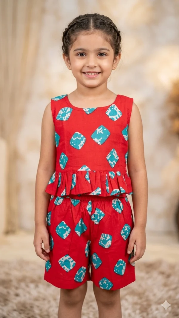 Stylish Green Girls Cord Set with Soft Cotton Comfort
