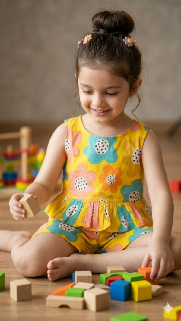 Lightweight Yellow Girls Cord Set for Everyday Comfort hover view