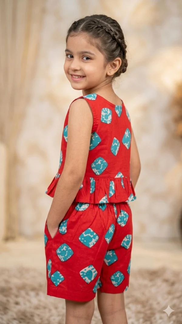 Stylish Green Girls Cord Set with Soft Cotton Comfort hover view