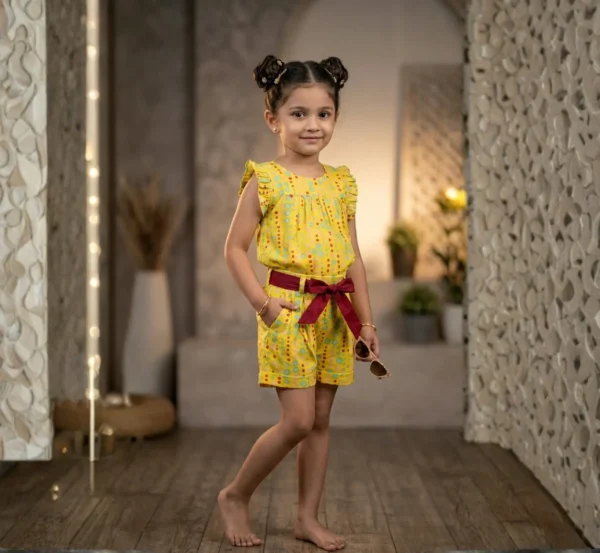 Girls Cord Set in Yellow Pure Cotton for Everyday Comfort and Style hover view