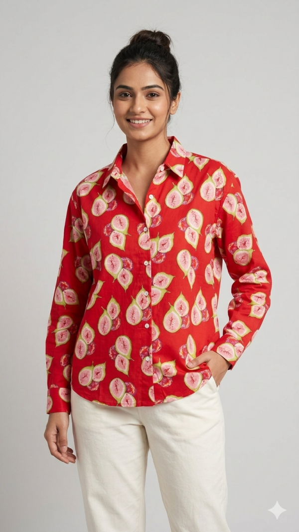 Women’s Shirt in Red Cotton for Everyday Comfort and Timeless Style