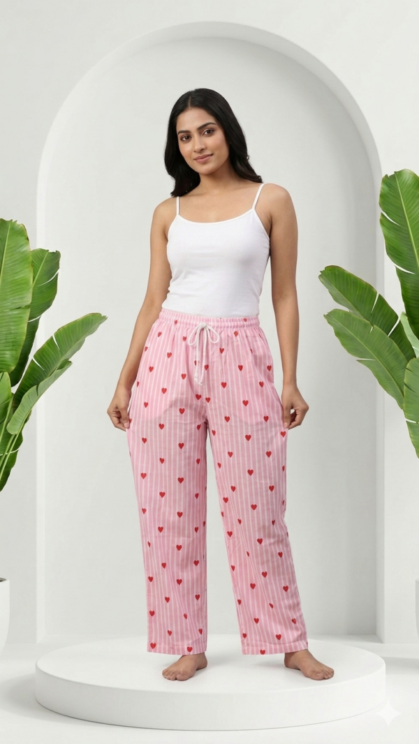 Stylish Pink Stripe Women’s Pajama Made from Soft Cotton Fabric