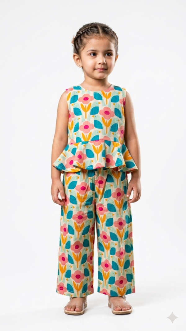 Stylish Girls Cord Set with Vibrant Multiprint Design hover view
