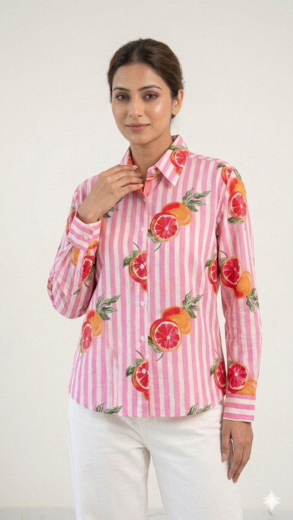 Lightweight Cotton Women’s Shirt in Pink Stripe for Modern Everyday Looks