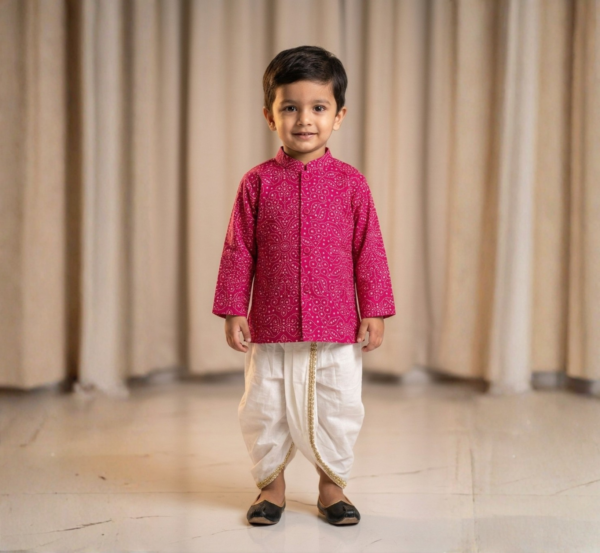 Vibrant Fuchsia Dhoti Kurta Set for Boys