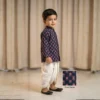Navy Blue Dhoti Kurta for boys side view showing printed kurta and white dhoti