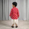 Peach Dhoti Kurta for boys back view showing printed kurta and white dhoti
