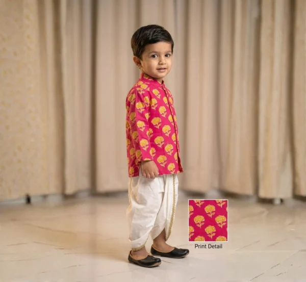 Peach Dhoti Kurta Set for Boys