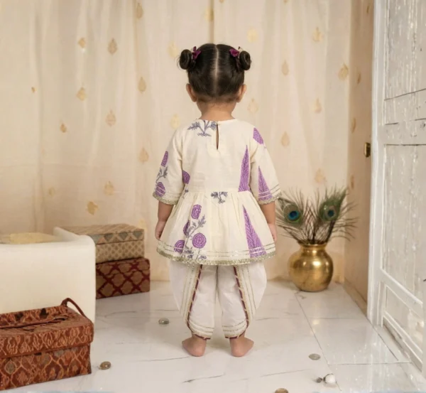 Elegant Cream Angrakha Dhoti Set for Girls hover view