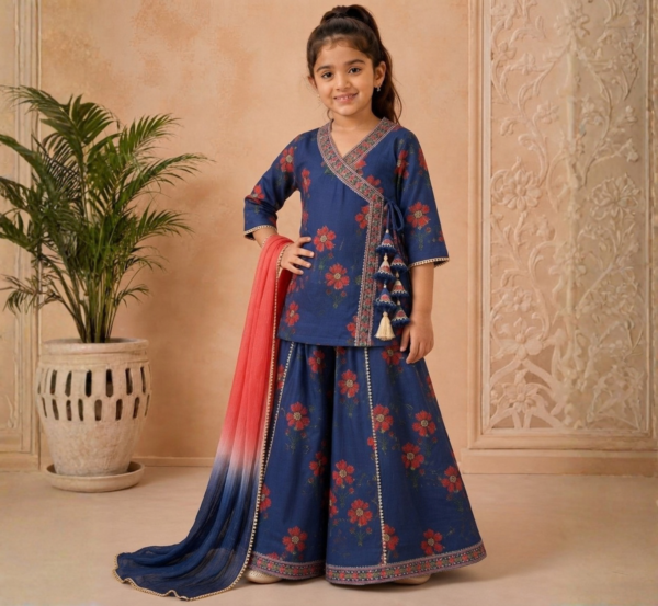 Girls Angrakha with Flared Palazzo