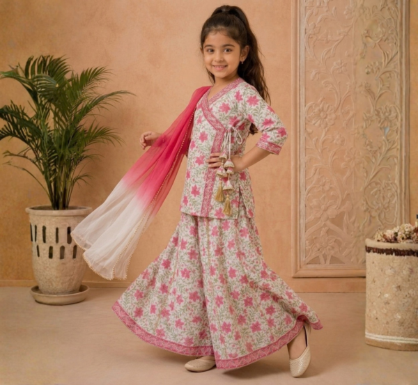 Girls Angrakha with Flared Palazzo
