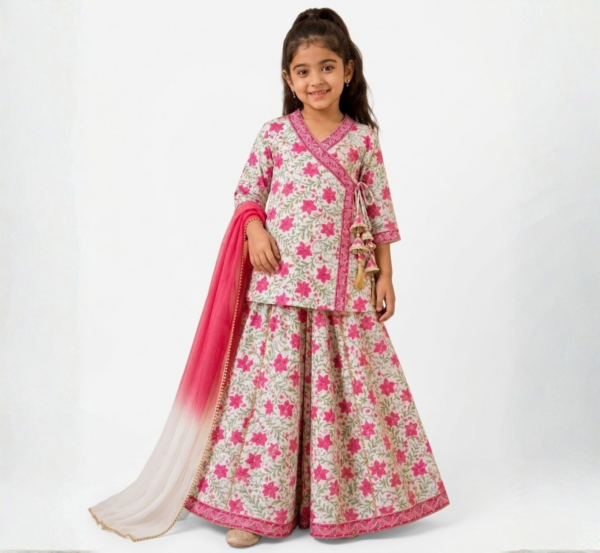 Girls Angrakha with Flared Palazzo hover view
