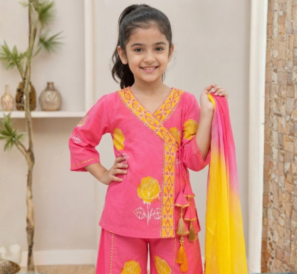 Girls Angrakha with Flared Palazzo