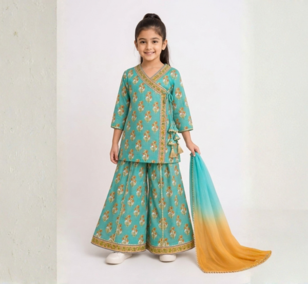 Girls Angrakha with Flared Palazzo hover view
