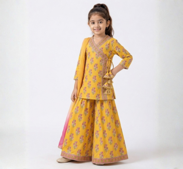 Girls Angrakha with Flared Palazzo
