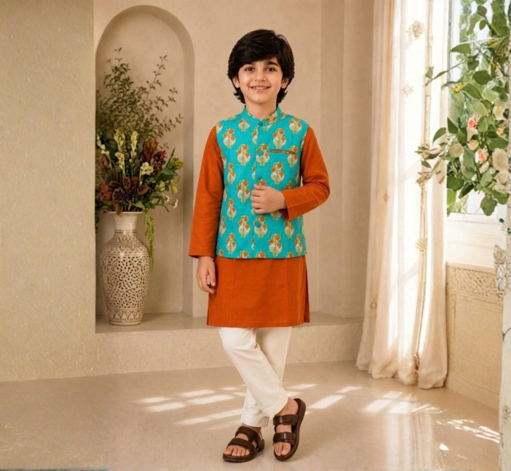 Boys Kurta Pyjama with Jacket
