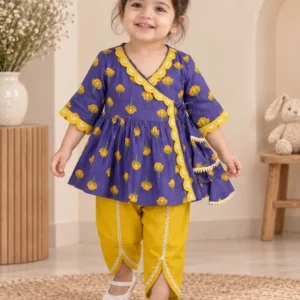 Girls Angrakha with Dhoti | Bow and Tie