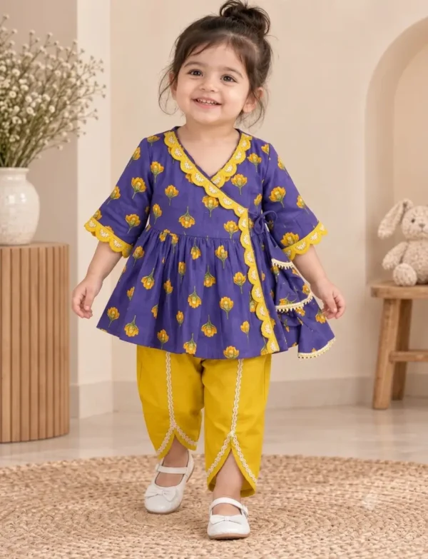 Girls Angrakha with Dhoti | Bow and Tie