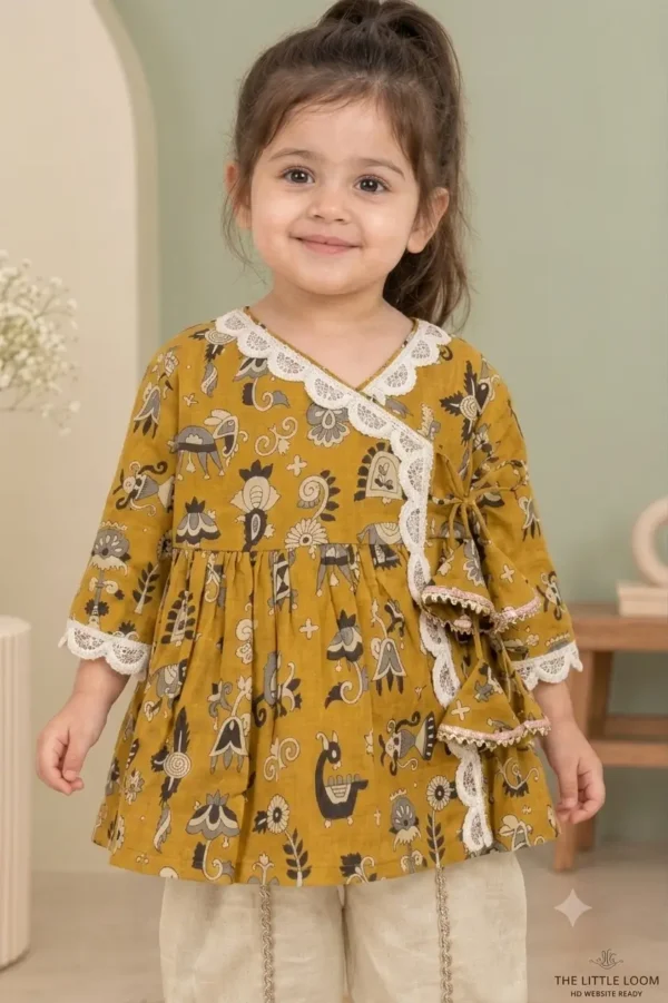 Girls Angrakha with Dhoti | Bow And Tie hover view