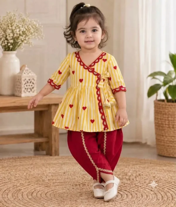 Girls Angrakha with Dhoti | Bow And Tie