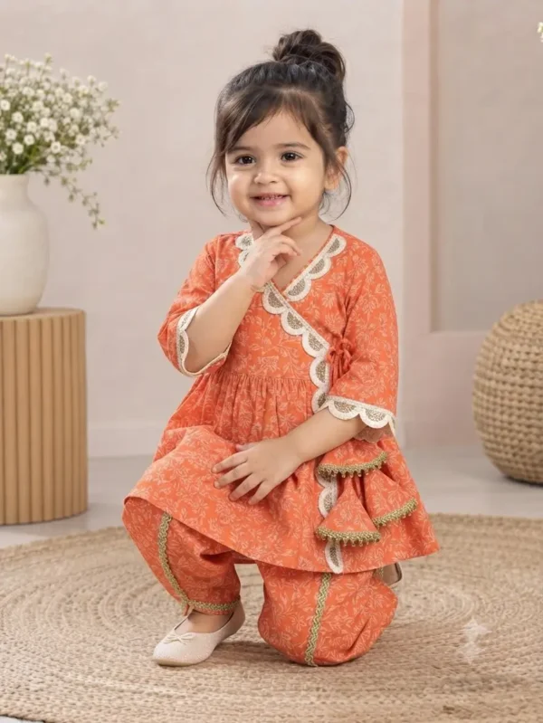 Girls Angrakha with Dhoti | Bow and Tie hover view