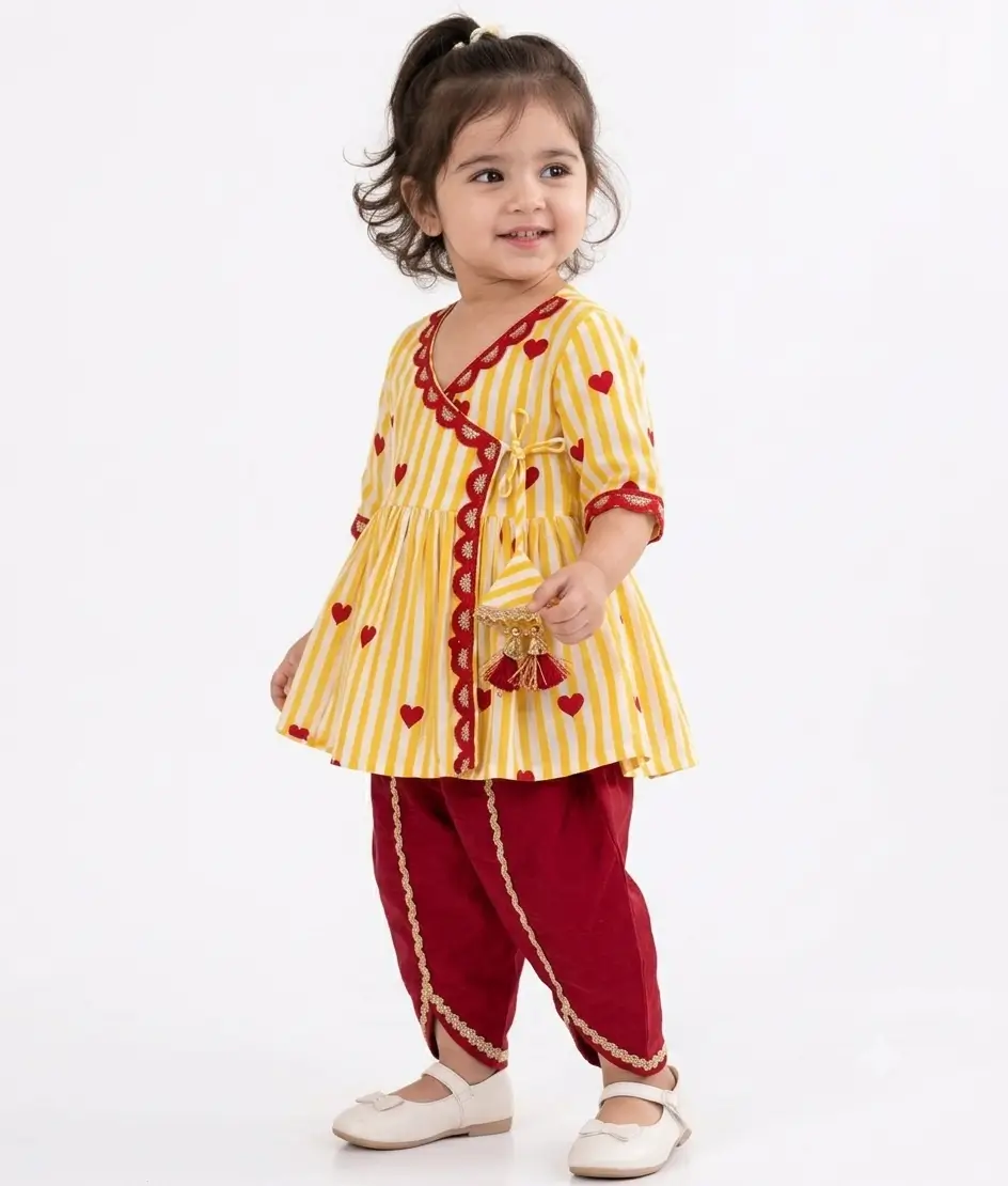 Girls Angrakha with Dhoti | Bow And Tie hover