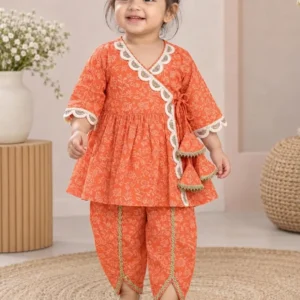 Girls Angrakha with Dhoti | Bow and Tie